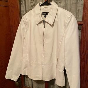 Ladies Black Rivet White Leather Jacket